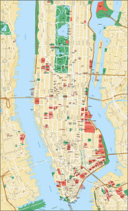 new york city map Подробная карта Манхэттена, Нью-Йорк